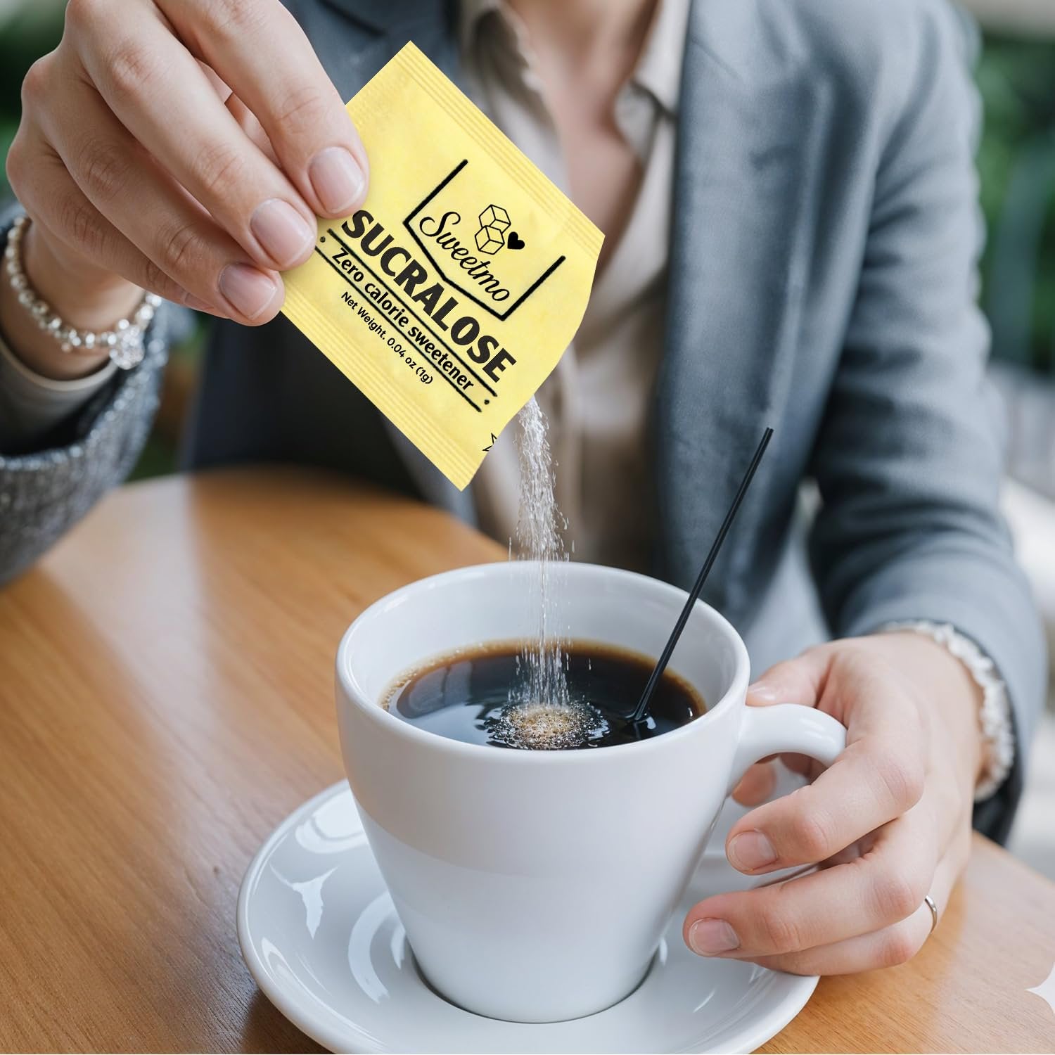 Sweetmo Sugar Packets Variety Pack - Sucralose, Raw Sugar, Saccharin, Cane Sugar with Wooden Stirrers - 400 Count for Coffee, Tea, Office Breakrooms, Home & Airbnb