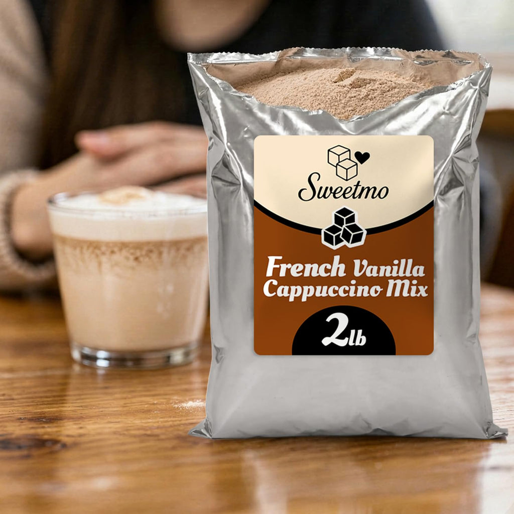 French Vanilla Cappuccino Mix – 6 Pack (2 lb Each) Instant Coffee Powder with Cane Sugar – Commercial Cappuccino Drink Mix for Café, Coffee Bar, Office, Restaurant & Breakroom