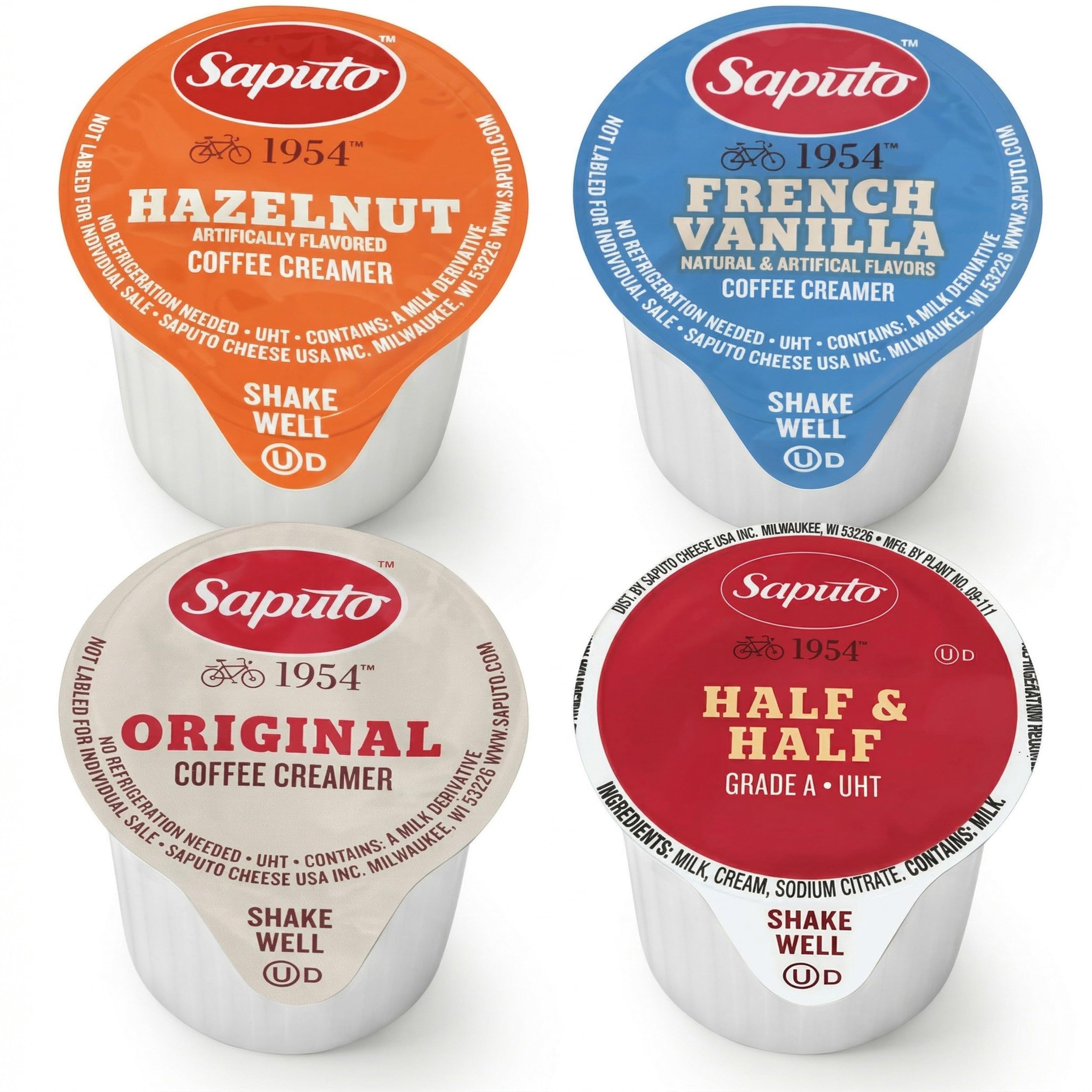 Coffee Creamer Singles Variety Pack- 150 Count - 4 Flavors Half & Half, Hazelnut, French Vanilla, Original– Non-Dairy Creamers for Coffee, Tea, Office, Home, Bar & Gifting
