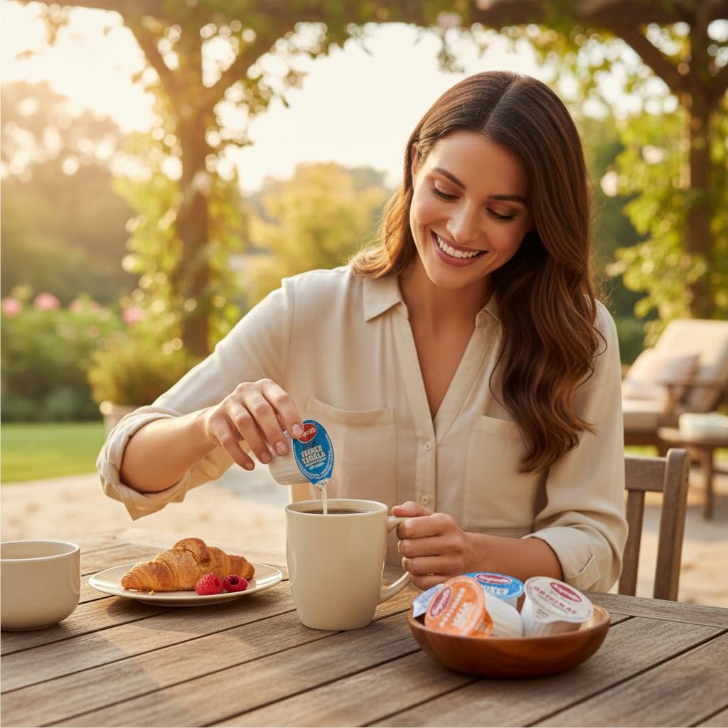 Coffee Creamer Singles Variety Pack- 100 Count - 4 Flavors Half & Half, Hazelnut, French Vanilla, Original– Non-Dairy Creamers for Coffee, Tea, Office, Home, Bar & Gifting