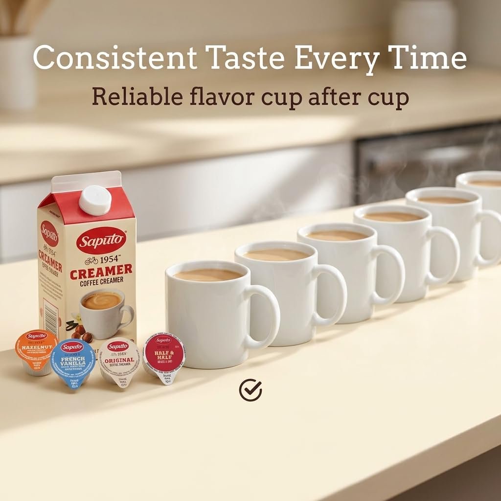 Coffee Creamer Singles Variety Pack- 150 Count - 4 Flavors Half & Half, Hazelnut, French Vanilla, Original– Non-Dairy Creamers for Coffee, Tea, Office, Home, Bar & Gifting