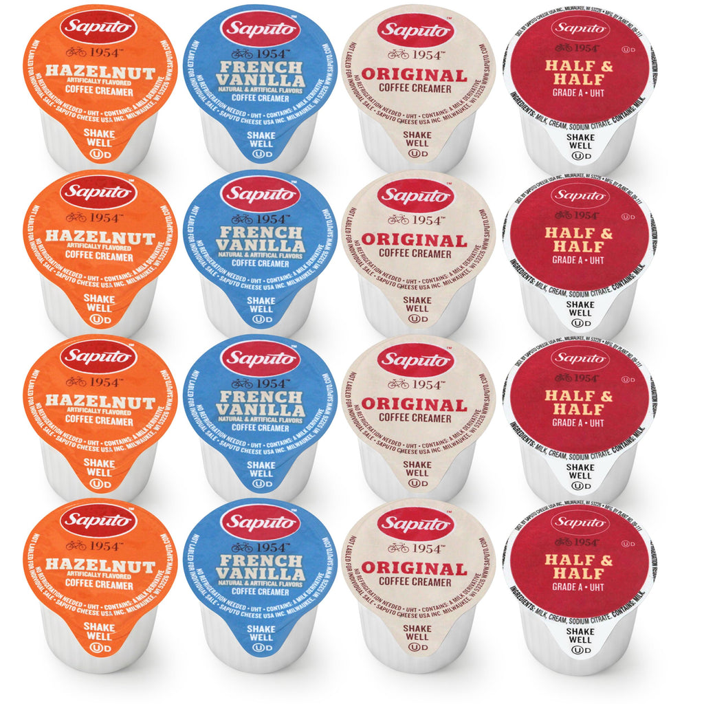 Coffee Creamer Singles Variety Pack- 100 Count - 4 Flavors Half & Half, Hazelnut, French Vanilla, Original– Non-Dairy Creamers for Coffee, Tea, Office, Home, Bar & Gifting
