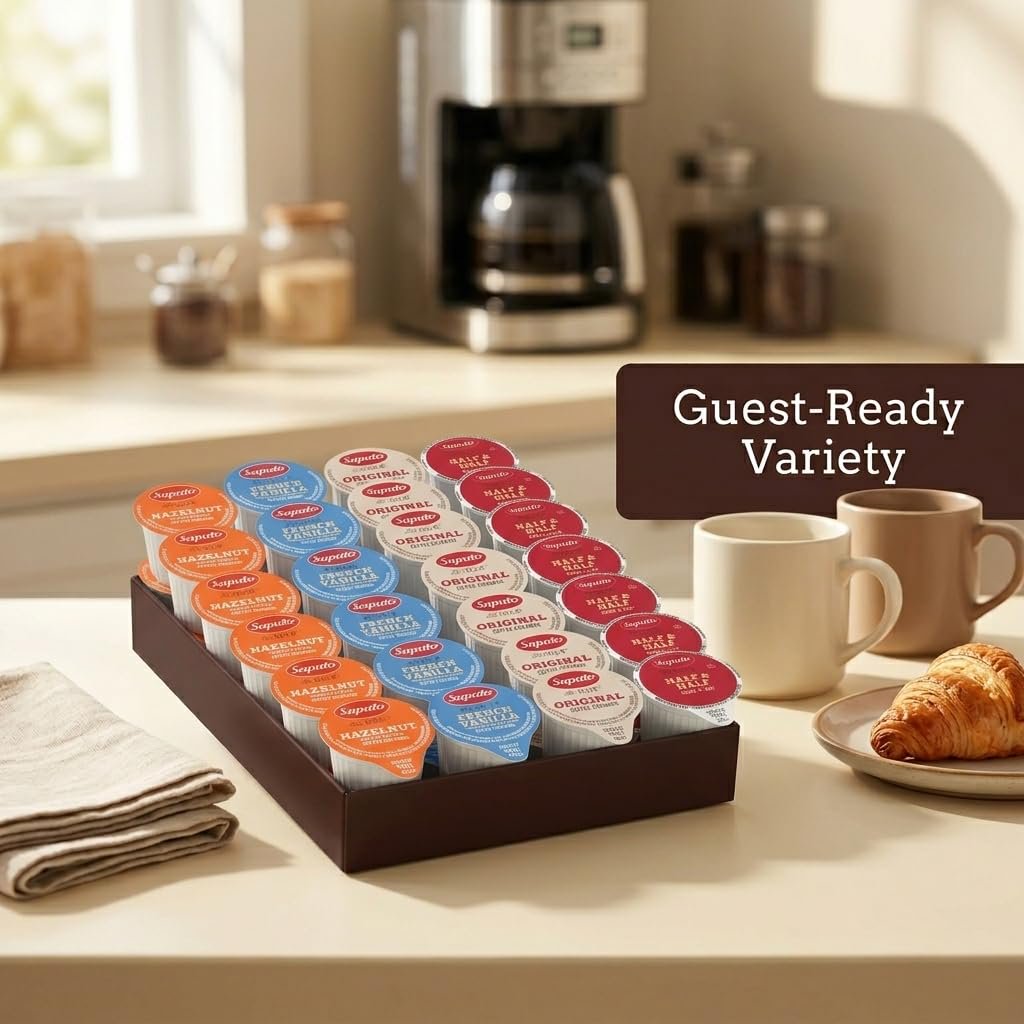 Coffee Creamer Singles Variety Pack- 150 Count - 4 Flavors Half & Half, Hazelnut, French Vanilla, Original– Non-Dairy Creamers for Coffee, Tea, Office, Home, Bar & Gifting
